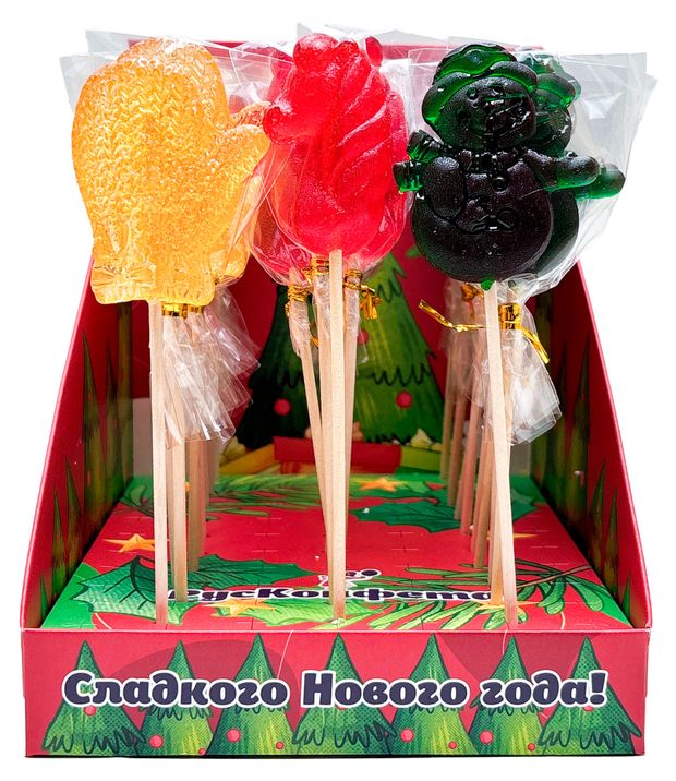 

Карамель РусКонфета фигурная на палочке 1 шт 20 г дизайн в ассортименте