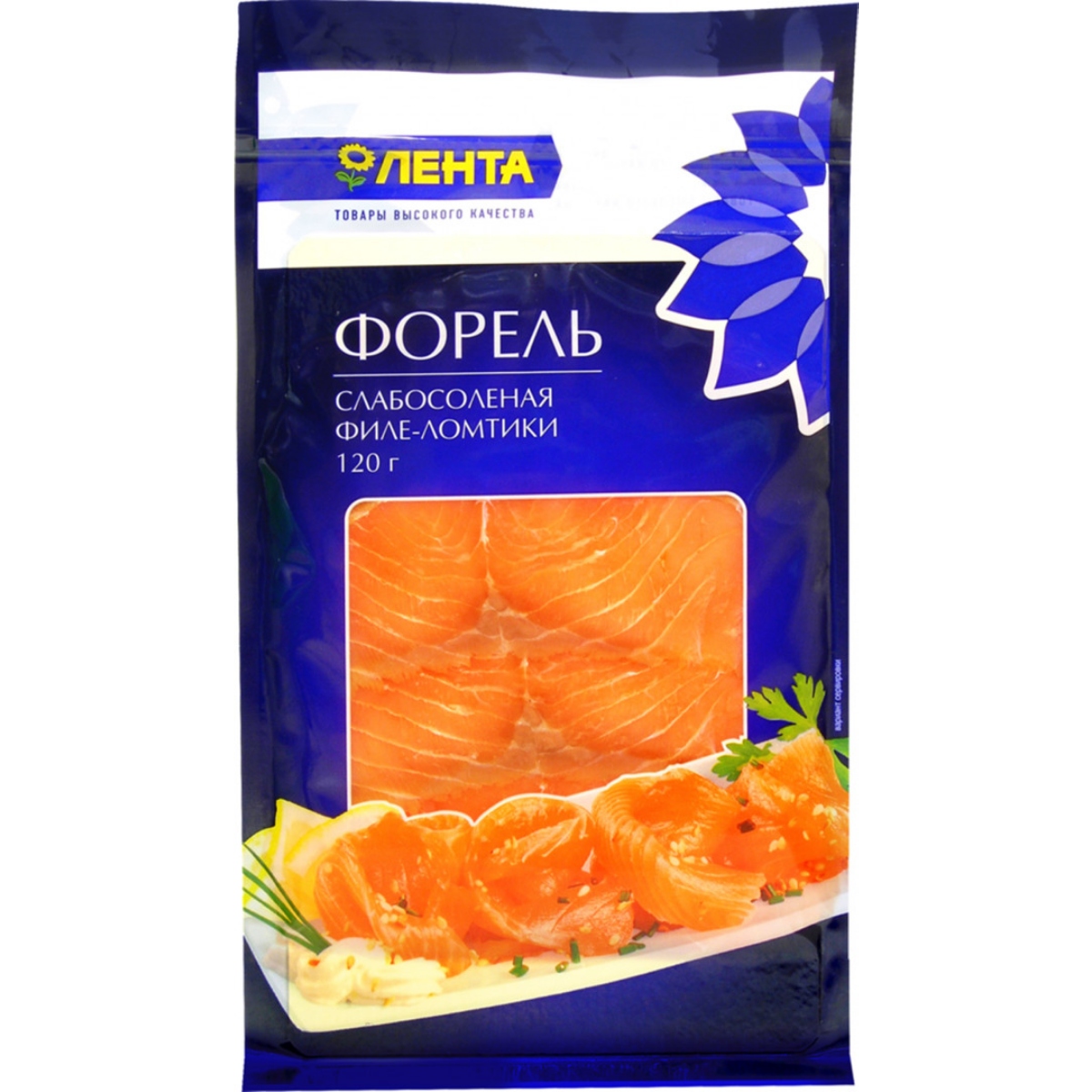 

Форель слабосоленая Лента ломтики 120 г