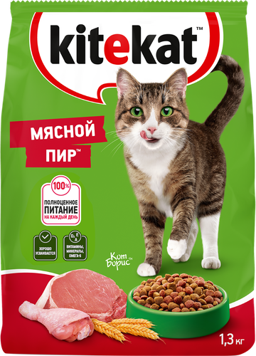 

Корм сухой для кошек Kitekat Мясной пир 1.3 кг