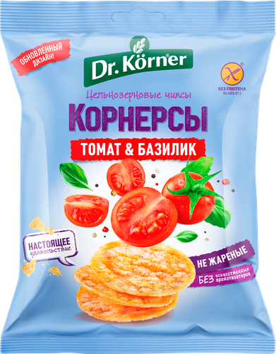 

Чипсы цельнозерновые Dr.Körner Корнерсы Томат и базилик 50 г