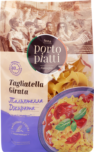 Макароны Porto PiattiI Тальятелла Джирата группа А высший сорт 400 г