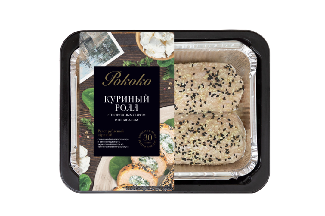 

Куриный ролл Рококо с творожным сыром и шпинатом охлажденный 500 г