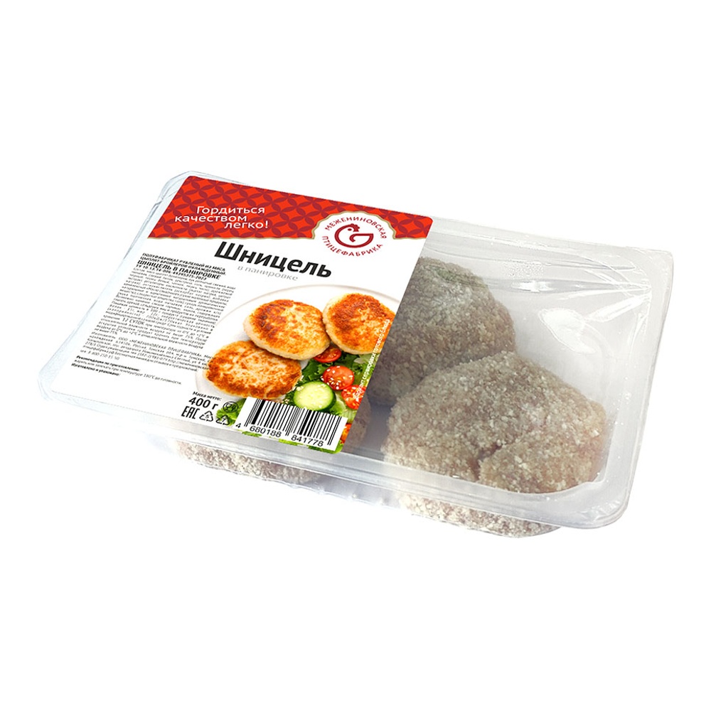 

Шницель из мяса цыплят-бройлеров Межениновская птицефабрика в панировке охлажденный 300 г