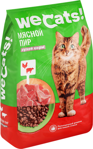 

Корм сухой для взрослых кошек WeCats Мясной пир полнорационный 800 г