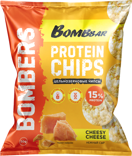 

Протеиновые чипсы BombBar цельнозерновые нежный сыр 50 г