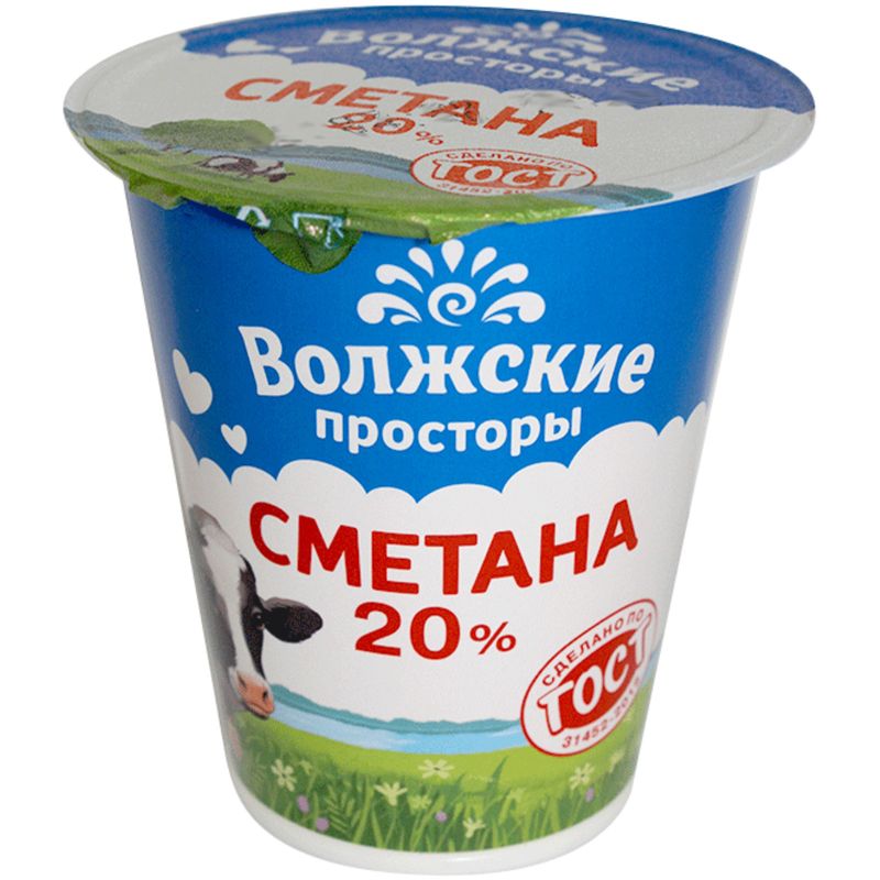 

Сметана Волжские просторы 20%, без змж, 300 г
