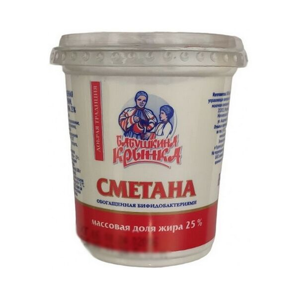 Сметана обог бифидобак 25% 380г п/ст Бабушкина крынка