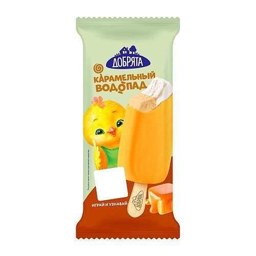 Мороженое Добрята эскимо двухслойное пломбир и крем-брюле в карамельной глазури 12% 60 г