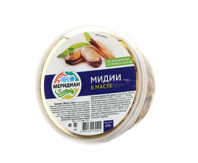 

Мидии Меридиан в масле 430 г