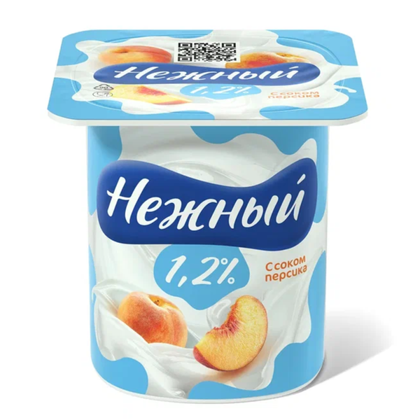 Йогурт Нежный С соком персика 1.2% 100 г