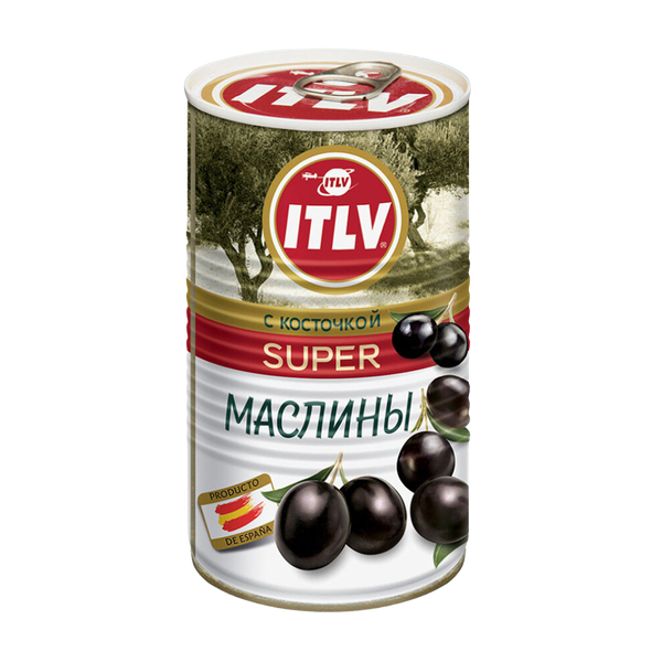 Маслины ITLV Super черные с косточкой 370 мл