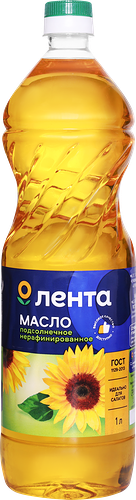 Масло подсолнечное ЛЕНТА нерафинированное, 1л