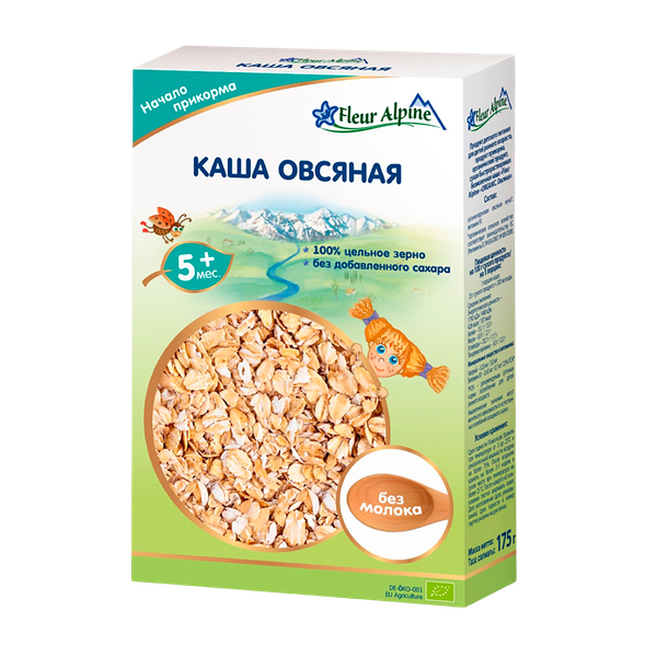 Каша Fleur Alpine Organic овсяная безмолочная для детей 175 г