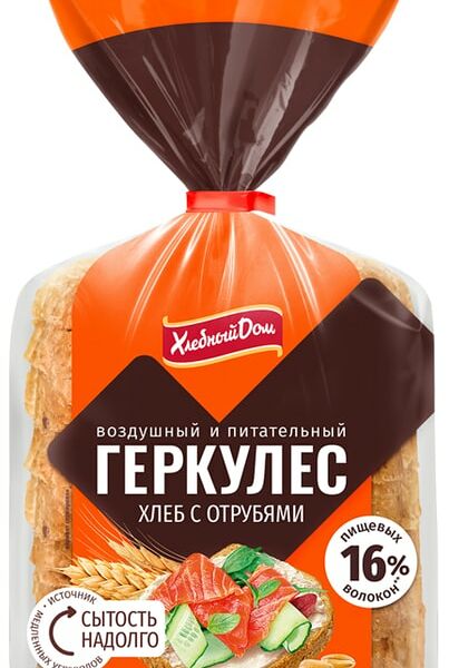 Хлеб Хлебный дом Геркулес с отрубями нарезка 250 г