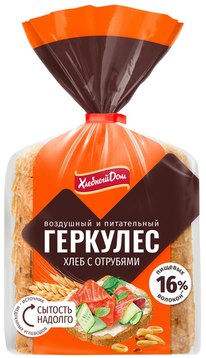 

Хлеб Хлебный дом Геркулес с отрубями нарезка 250 г