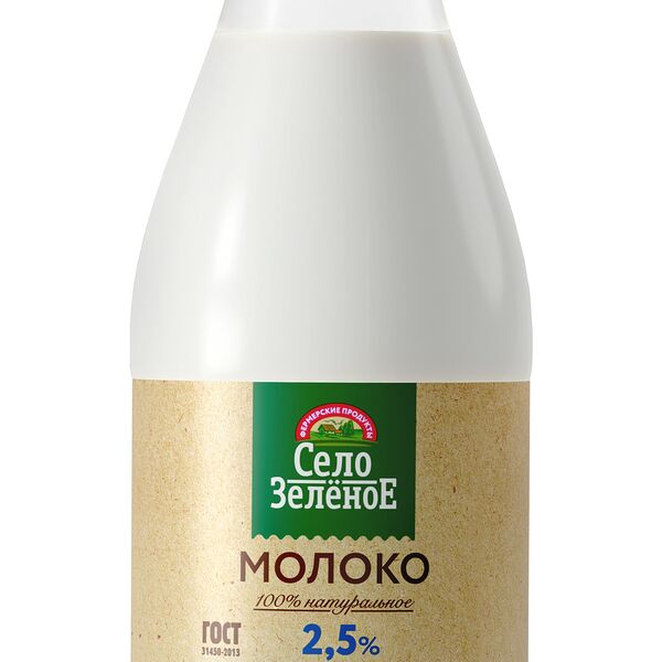 Молоко Село Зелёное пастеризованное 2.5% 930 г