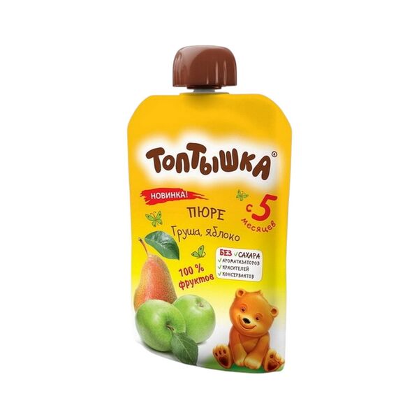 Пюре фруктовое Топтышка из груш яблок с 5мес  90г гуалопак ДП