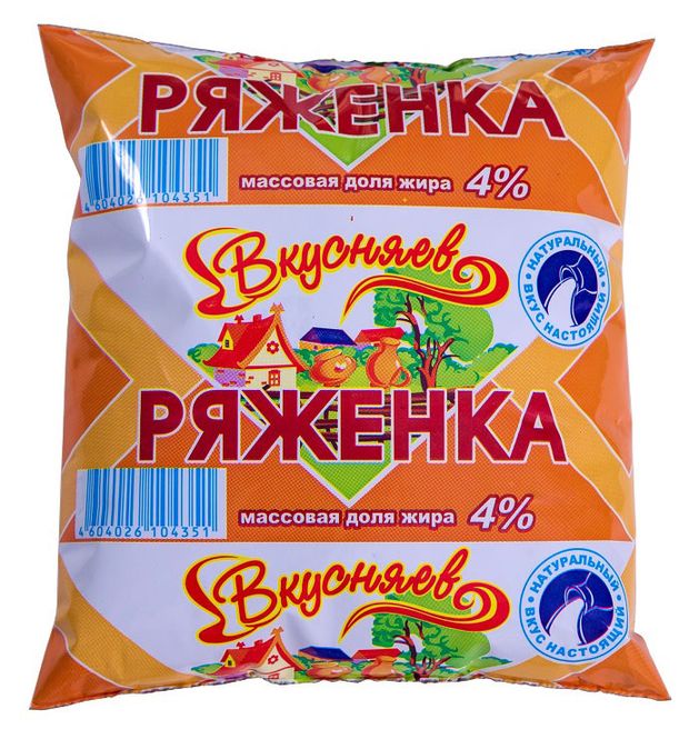 

Ряженка ВКУСНЯЕВ 4% без змж 500 г