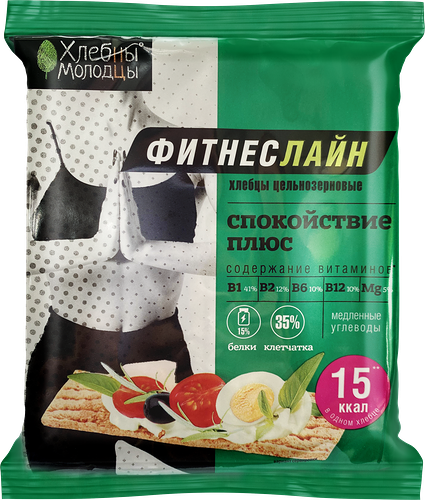 Хлебцы цельнозерновые Хлебцы Молодцы ФитнесЛайн Спокойствие плюс хрустящие 100 г