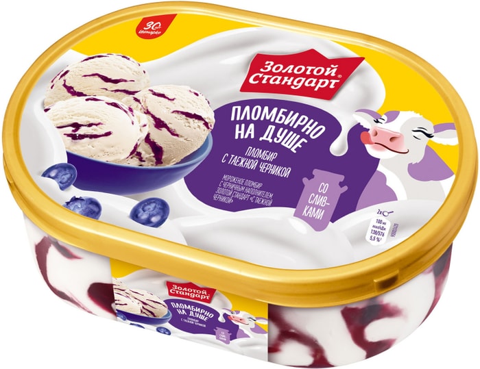 

Мороженое Золотой стандарт пломбир с черникой 475 г