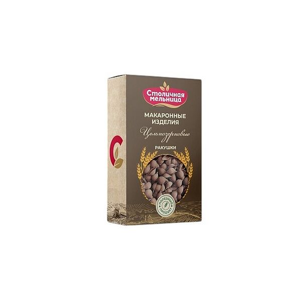 Макаронные изделия Столичная мельница Ракушки цельнозерновые фас 0,45кг