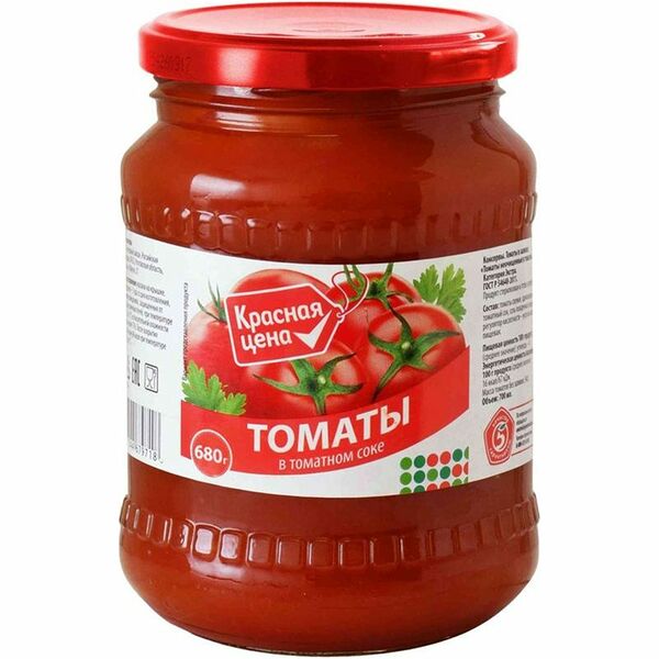 Консервы Красная цена томаты неочищенные в томатном соке 680 г