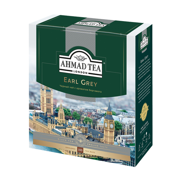 Чай Ahmad Tea листовой черный Earl Grey 100 пакетиков