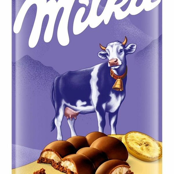 Шоколад молочный Milka Bubbles пористый с бананово-йогуртовой начинкой 87 г