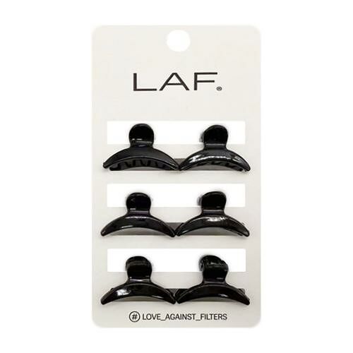 Набор мини-крабов для волос Laf черный глянец 6 шт