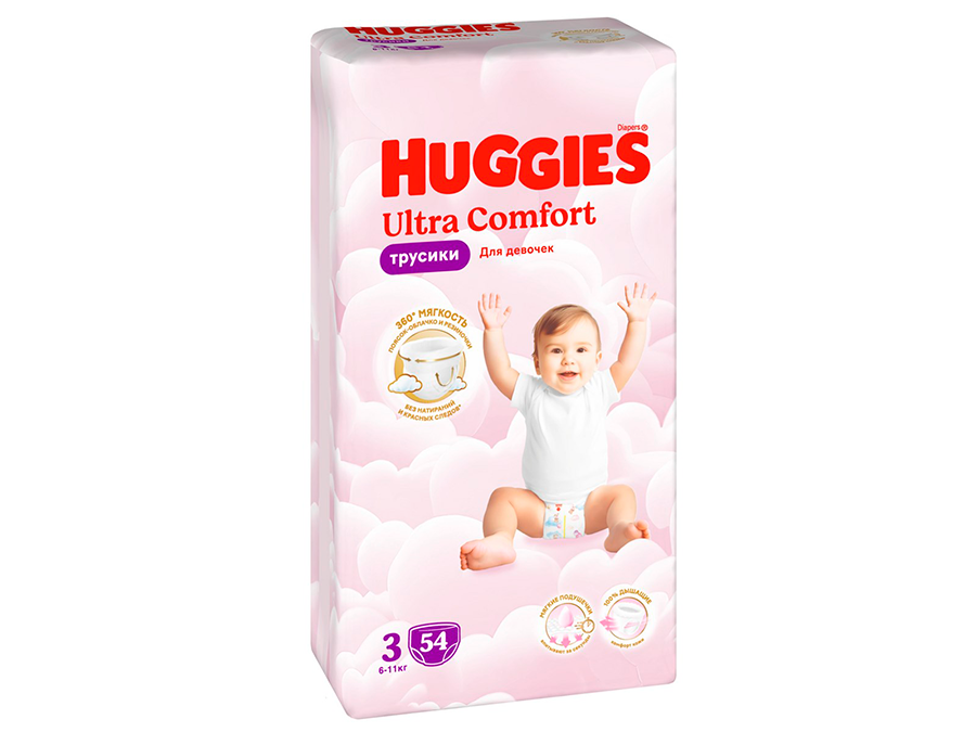 

Подгузники-трусики Huggies Ultra Comfort для девочек 3-M 6-11 кг 54 шт.