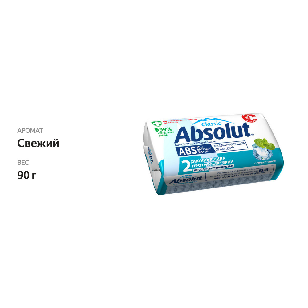 

Мыло Absolut Classic антибактериальное Освежающее 90 г