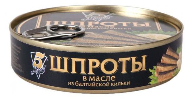 

Шпроты 5 Морей из балтийской кильки в масле 160 г