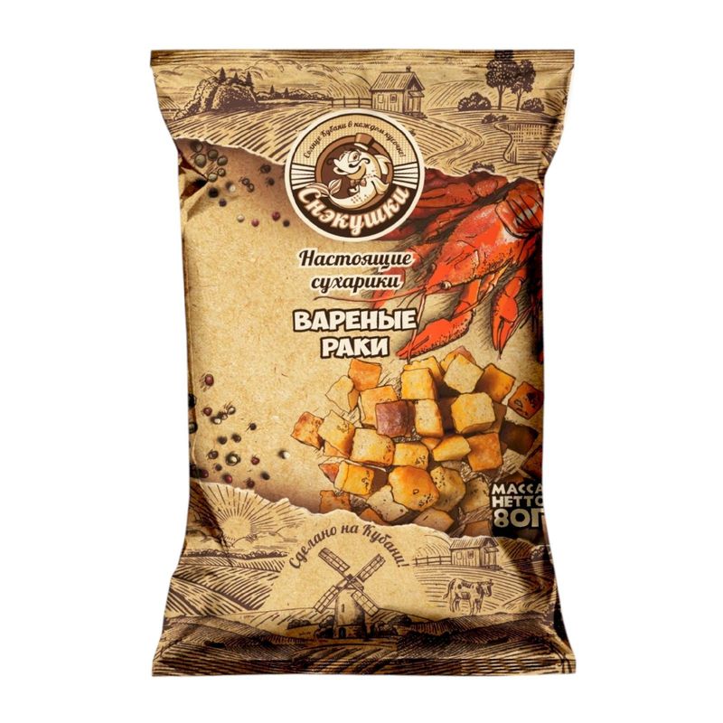 

Сухарики Снэкушки пшеничные Вареные раки 80 г