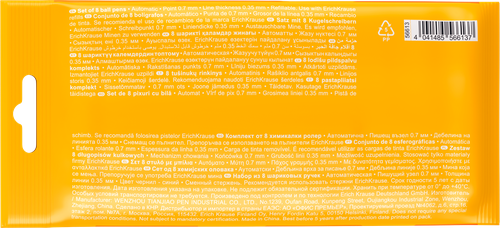 

Набор ручек шариковых автоматических ErichKrause R-301 Matic Orange 0.7, цвет чернил синий, 8 шт.