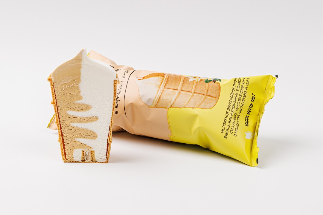 

Пломбир ВкусВилл ванильный и крем-брюле в вафельном стаканчике 105 г