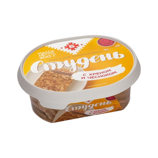 Студень С хреном и чесноком мясосод вар колб изд из терм обр ингр ГАЗ 300г Брестский МК