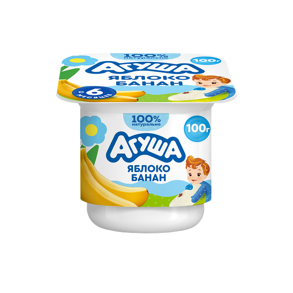 Творог детский фруктовый Агуша яблоко-банан с 6 месяцев 3.9% 100 г