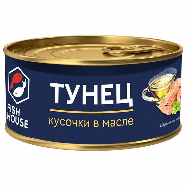 Тунец Fish House кусочки в масле 185 г