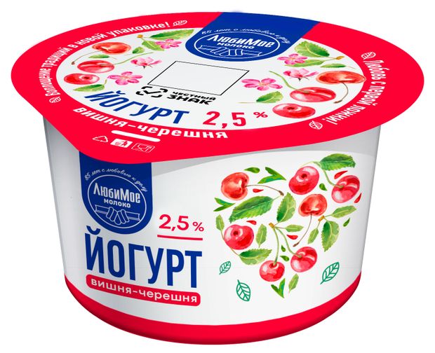 

Йогурт Любимое Молоко Вишня черешня БЗМЖ 230 г