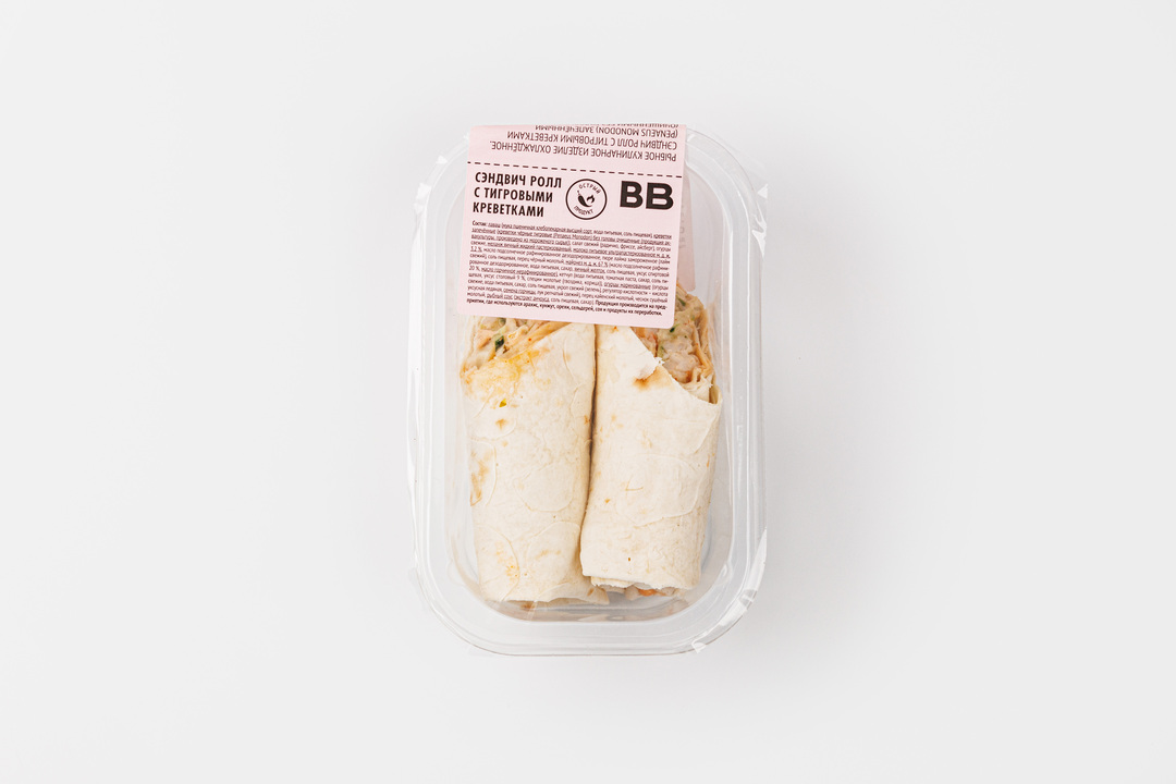 

Сэндвич ролл ВкусВилл с тигровыми креветками, 165 г