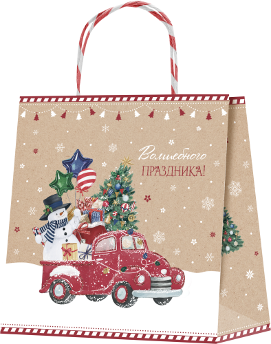 

Пакет подарочный Пакетико KMP Крафт 22x22x10 см дизайн в ассортименте