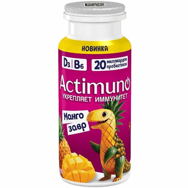 Продукт кисломолочный Actimuno Мангозавр манго-ананас 1.5% 95 г