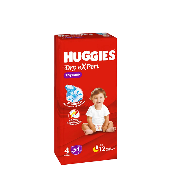 Подгузники-трусики Huggies Dry Expert №4 9-14 кг 54 шт