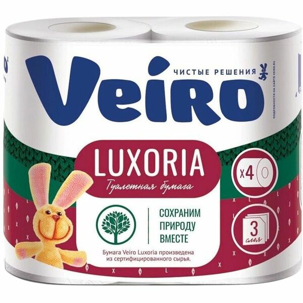 Туалетная бумага Veiro Luxoria 3 слоя 4 рулона