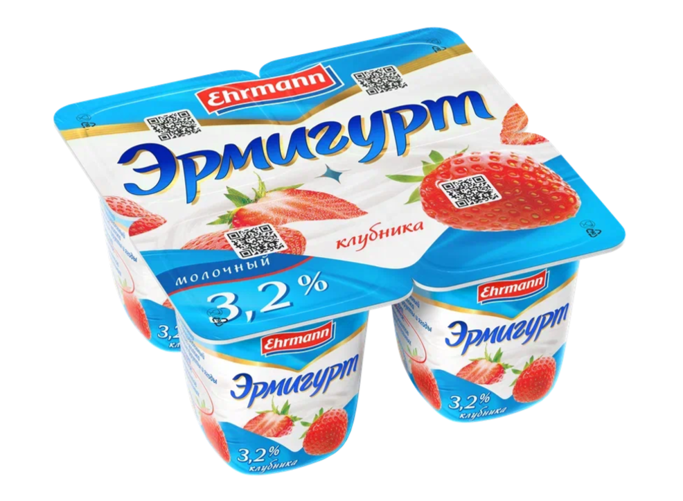 

Йогурт Эрмигурт Молочный 3.2% с клубникой 100 г 1 шт.