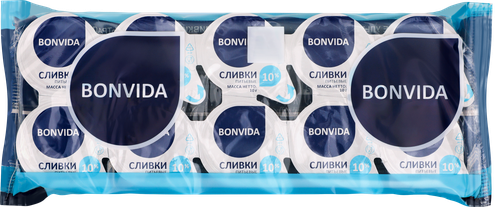 

Сливки стерилизованные BONVIDA 10% порционные, без змж, 10x10 мл