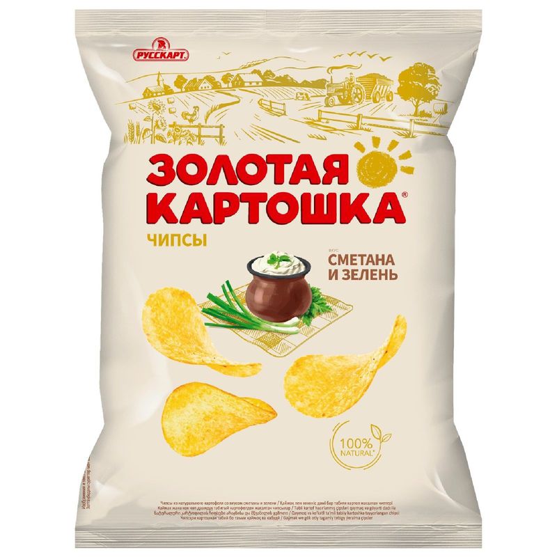 

Чипсы Золотая картошка из натурального картофеля со вкусом сметаны и зелени 120 г