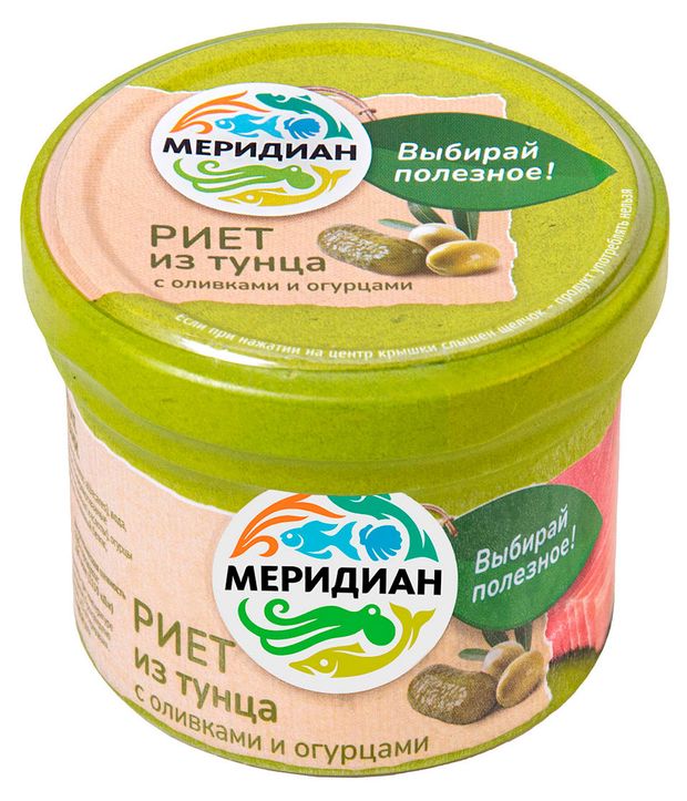 

Риет из тунца Меридиан с оливками и огурцами 100 г