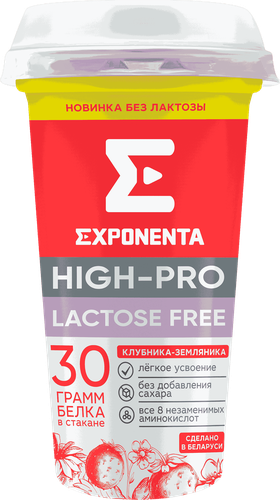 

Напиток кисломолочный безлактозный Exponenta High-Pro клубника-земляника обезжиренный 250 мл