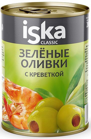 

Оливки Iska Classic зеленые с креветкой 300 мл